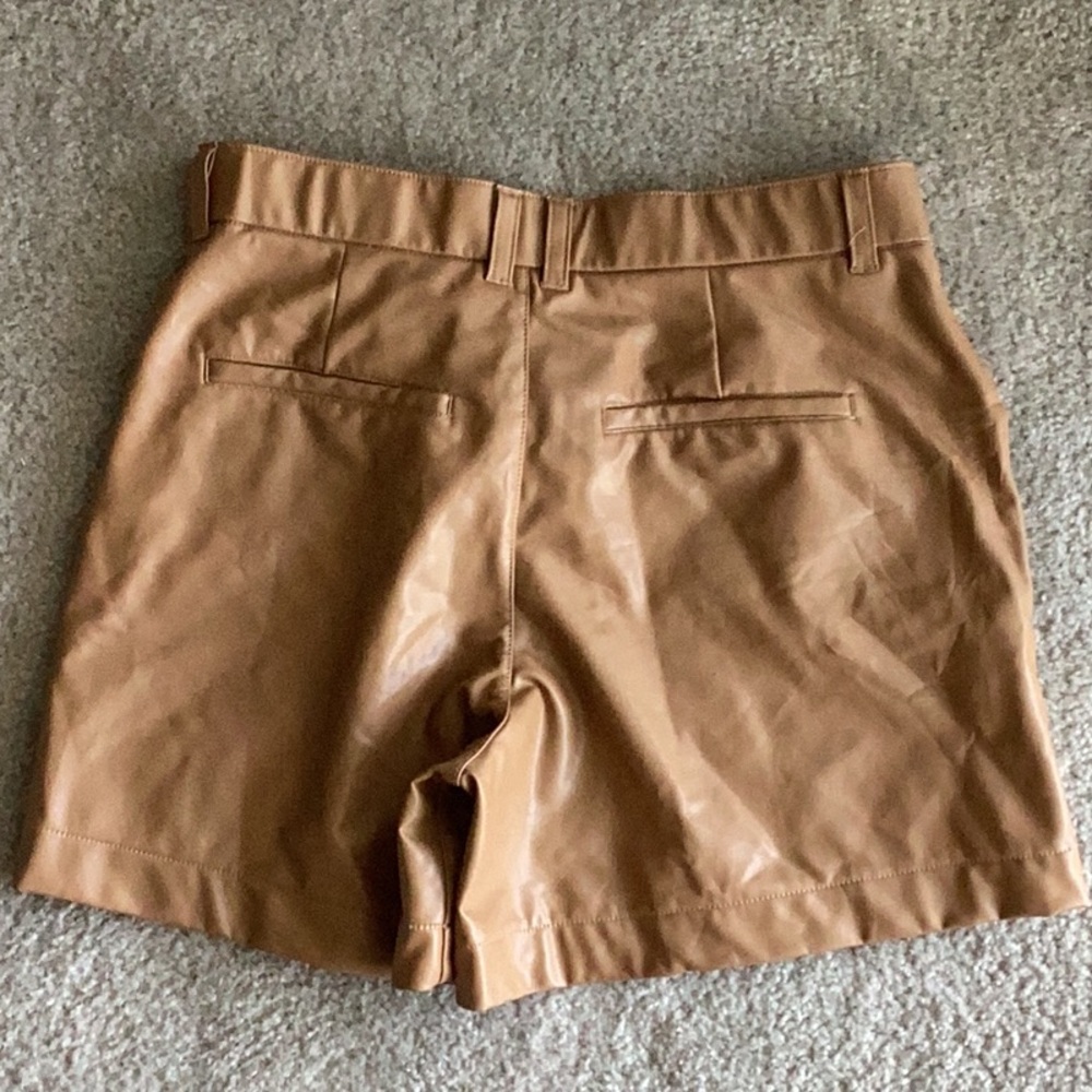 Abercrombie & Fitch High Waist Brown Vegan Leather Shorts, Size L - Picture 2 of 6